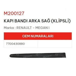 KAPI BANDI ARKA SAĞ KLIPSLI MEGANE I