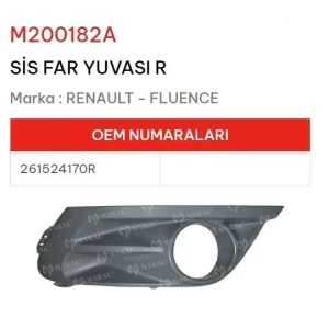 SİS FAR YUVASI SAĞ FLUENCE