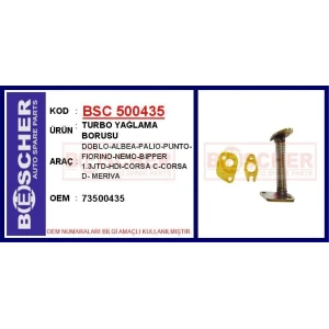 TURBO YAĞLAMA BORUSU DOBLO-ALBEA-PALIO-PUNTO-FIORINO-NEMO-BIPPER 1.3JTD-HDI-CORSA C-CORSA D- MERIVA