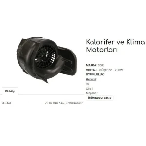 KALORİFER MOTORU RENAULT 19 - CLIO 1 - MEGANE 1 7701040540