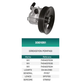 DİREKSİYON POMPASI HİDROLİK ASTRA F 1.4/1.6/1.8I/2.0I 99-02.CALIBRA 2.0I/2.0I 16V 90-97.OMEGA A 1.8/2.0/2.4/2.6/3.0 82-92.VECTRA A 1.6/1.8/2.0 90-96 HATTAT/HEMA
