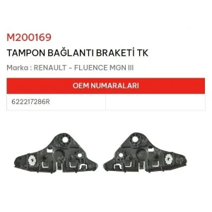 TAMPON BAGLANTI BRAKETI TAKIM FLUENCE