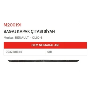 BAGAJ KAPAK ÇITASI SİYAH CLİO IV