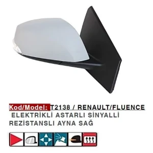 DIŞ DİKİZ AYNASI SAĞ ELEKTRİKLİ ASTARLI FLUENCE