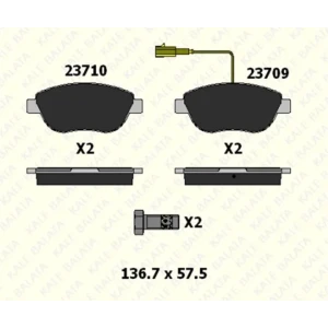FREN BALATASI ÖN FIAT BRAVO II DOBLO DOBLO CARGO PRATICO IDEA LINEA STILO 23710 192 15 ANS KD13 2371019215ANSKD13 TEK FİŞLİ KLİPSLİ