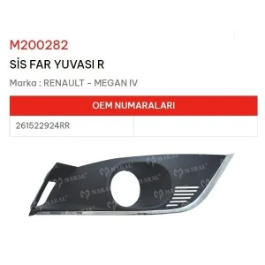SİS FAR YUVASI SAĞ MEGANE IV
