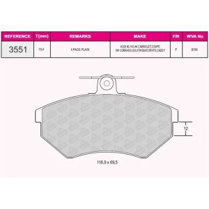 FREN BALATASI ÖN VOLKSWAGEN CORRADA6 60-GOLF-PASSAT-SCIROCC0-AUDI 80.85 20168