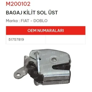 BAGAJ KILIDI ARKA SOL ÜST DOBLO