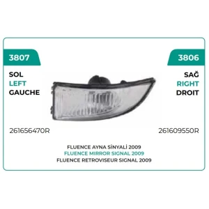AYNA SİNYAL LAMBASISI SAĞ FLUENCE MEGANE III HB