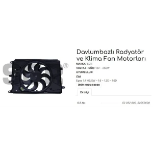 FAN MOTORU DAVLUMBAZLI EGEA 1.4 HB/SW -1.6-1.3D 1.6D [KLİMALI]