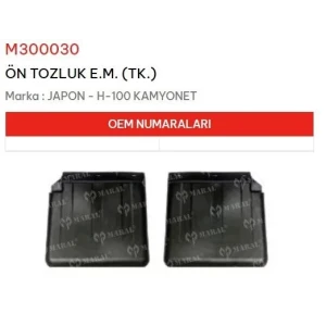 ÖN TOZLUK E.M. TK. H-100 KAMYONET